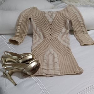 Bebe tan/cream colored Super stretchy dress